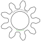 Zahnrad M0.4 / 9 Z AD 4.4mmBohrung (D) mm 2.00 Presspassung PBreite (T) mm 1.0POM-C natur[ZR-M0.4-Z9-T1-DA4.4-D2P-PN]