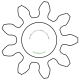 Zahnrad M0.2 / 9 Z AD 2,2mmBohrung (D) mm 1,00 Spielpassung HBreite (T) mm 1,5Messing MO58[ZR-M0.2-Z9-T1.5-DA2.2-D1H-MS]