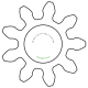 Zahnrad M0.2 / 9 Z AD 2,20mmBohrung (D) mm 1,00 P7Breite (T) mm 1,5Messing MO58[ZR-M0.2-Z9-T1.5-DA2.2-D1P7-MS]