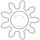 Zahnrad M0.2 / 9 Z AD 2,2mmBohrung (D) mm 1,00 Presspassung P8Breite (T) mm 1,5Messing MO58[ZR-M0.2-Z9-T1.5-DA2.2-D1P8-MS]