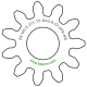 Zahnrad M0.3 / 11 Z AD 3,9mmBohrung (D) mm 1,50 Presspassung P8Breite (T) mm 2,0Messing MO58[ZR-M0.3-Z11-T2-DA3.9-D1.5P8-MS]Stufenzahnrad 1 Antrieb(Schnecke)