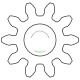 Zahnrad M0.2 / 10 Z AD 2.4mmBohrung (D) mm 1.00 Spielpassung HBreite (T) mm 1.0Messing MO58[ZR-M0.2-Z10-T1-DA2.4-D1H-MS]