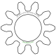 Zahnrad M0.5 / 10 Z AD 6,0mmBohrung (D) mm 3,00 Spielpassung HBreite (T) mm 3,5Messing MO58[ZR-M0.5-Z10-T3.5-DA6-D3H-MS]
