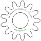 Zahnrad M0.25 / 13 Z AD 3.8mmBohrung (D) mm 1.50 Spielpassung HBreite (T) mm 2.0Messing MO58[ZR-M0.25-Z13-T2-DA3.75-D1.5H-MS]