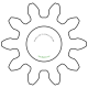 Zahnrad M0.2 / 10 Z AD 2.4mmBohrung (D) mm 1.00 Spielpassung HBreite (T) mm 2.5Messing MO58[ZR-M0.2-Z10-T2.5-DA2.4-D1H-MS]