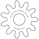 Zahnrad M0.5 / 11 Z AD 6,5mmBohrung (D) mm 2,00 Spielpassung HBreite (T) mm 2,0Messing MO58[ZR-M0.5-Z11-T2-DA6.5-D2H-MS]