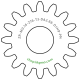 Zahnrad M0.16 / 16 Z AD 2.88mmBohrung (D) mm 1.00 H9Breite (T) mm 3.0POM-C natur[ZR-M0.16-Z16-T3-DA2.88-D1H9-PN]