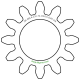 Zahnrad M0.4 / 12 Z AD 5,6mmBohrung (D) mm 3,00 Presspassung Hausnorm PBreite (T) mm 2,0POM-C natur[ZR-M0.4-Z12-T2-DA5.6-D3P-PN]