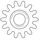 Zahnrad M0.4 / 14 Z AD 6,4mmBohrung (D) mm 2,00 Presspassung Hausnorm PBreite (T) mm 3,0POM-C natur[ZR-M0.4-Z14-T3-DA6.4-D2P-NB3.2-PN]