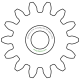 Zahnrad M0.4 / 14 Z AD 6,4mmBohrung (D) mm 1,50 Presspassung Hausnorm PBreite (T) mm 1,0POM-C natur[ZR-M0.4-Z14-T1-DA6.4-D1.5P-NB2.4-PN]