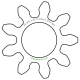Zahnrad M0.4 / 9 Z AD 4,4mmBohrung (D) mm 2,00 Spielpassung Hausnorm HBreite (T) mm 2,0Messing MO58[ZR-M0.4-Z9-T2-DA4.4-D2H-MS]