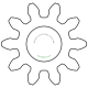 Zahnrad M0.2 / 10 Z AD 2,4mmBohrung (D) mm 1,00 Spielpassung Hausnorm HBreite (T) mm 2,0Messing MO58[ZR-M0.2-Z10-T2-DA2.4-D1H-MS]