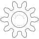 Zahnrad M0.15 / 10 Z AD 1,80mmBohrung (D) mm 0,80 PBreite (T) mm 1,0Messing MO58[ZR-M0.15-Z10-T1-DA1.8-D0.8P-MS]