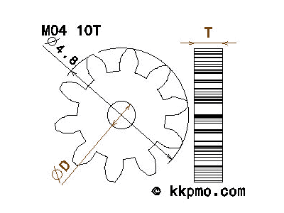kkpmo - Zahnrad / Trieb M0.4 / 10 Zähne AD 4,8mm