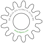 Zahnrad M0.25 / 13 Z AD 3.8mmBohrung (D) mm 1.50 Spielpassung HBreite (T) mm 2.0Messing MO58[ZR-M0.25-Z13-T2-DA3.75-D1.5H-MS]Spare gear for Pentax MZ-series camera