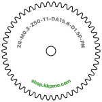 Zahnrad M0.3 / 50 Z AD 15,6mmBohrung (D) mm 1,50 Presspassung PBreite (T) mm 1,0POM-C natur[ZR-M0.3-Z50-T1-DA15.6-D1.5P-PN]