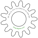 Zahnrad M0.25 / 13 Z AD 3,8mmBohrung (D) mm 1,50 Presspassung P8Breite (T) mm 3,5Messing MO58[ZR-M0.25-Z13-T3.5-DA3.75-D1.5P8-MS]