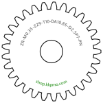Zahnrad M0.35 / 29 Z AD 10,85mmBohrung (D) mm 2,50 P7Breite (T) mm 10,0POM-C natur[ZR-M0.35-Z29-T10-DA10.85-D2.5P7-PN]Antriebswelle (Dm 2,48mm) von Vintage Drucker für C64