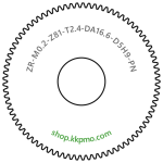 Zahnrad M0.2 / 81 Z AD 16.60mmBohrung (D) mm 5.00 H9Breite (T) mm 2.4POM-C natur[ZR-M0.2-Z81-T2.4-DA16.6-D5H9-PN]