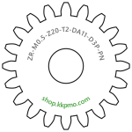 Zahnrad M0.5 / 20 Z AD 11.0mmBohrung (D) mm 3.00 Presspassung PBreite (T) mm 2.0POM-C natur[ZR-M0.5-Z20-T2-DA11-D3P-PN]