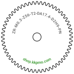 Zahnrad M0.3 / 56 Z AD 17,40mmBohrung (D) mm 2,00 H9Breite (T) mm 2,0POM-C natur[ZR-M0.3-Z56-T2-DA17.4-D2H9-PN]