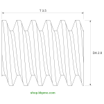 Schnecke M0.2 / Ø 2.8 mm / 1-gängigLänge (T) mm 3.5Bohrung (D) mm 1.50 Spielpassung HDrehrichtung rechtsMessing MO58[SN-M0.2-d2.8-T3.5-D1.5H-MS-R]