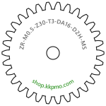 Zahnrad M0.5 / 30 Z AD 16,0mmBohrung (D) mm 2,00 Spielpassung HBreite (T) mm 3,0Messing MO58[ZR-M0.5-Z30-T3-DA16-D2H-MS]374-0016-00