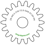 Zahnrad M0.3 / 18 Z AD 6,0mmBohrung (D) mm 1,50 Presspassung PBreite (T) mm 2,5POM-C natur[ZR-M0.3-Z18-T2.5-DA6-D1.5P-PN]GTW